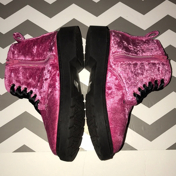 crushed velvet combat boots! - Picture 7 of 11